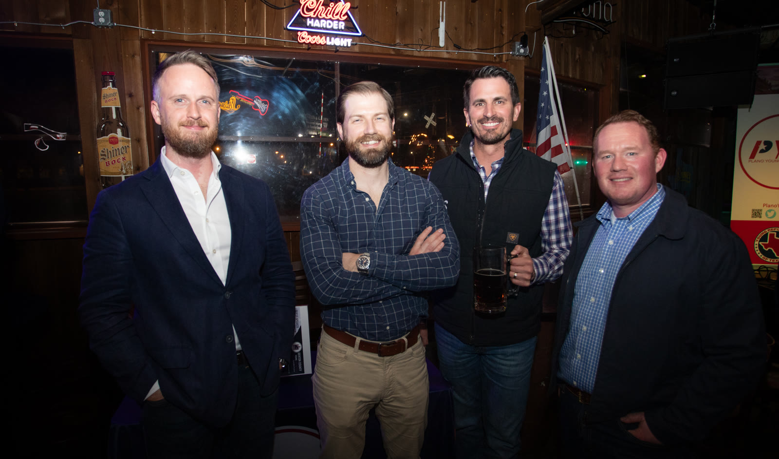 Four guests gathered at a Plano Young Republicans speaker event